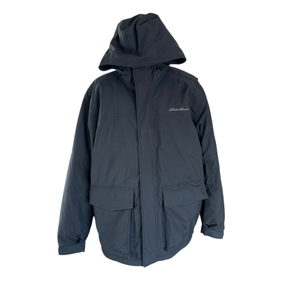 Eddie Bauer Mens Weatheredge Heavy Goose Down Parka Jacket Hooded Coat XXL Blue